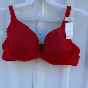 NWT Cacique Vibrant Red Lace Boost Plunge Bra